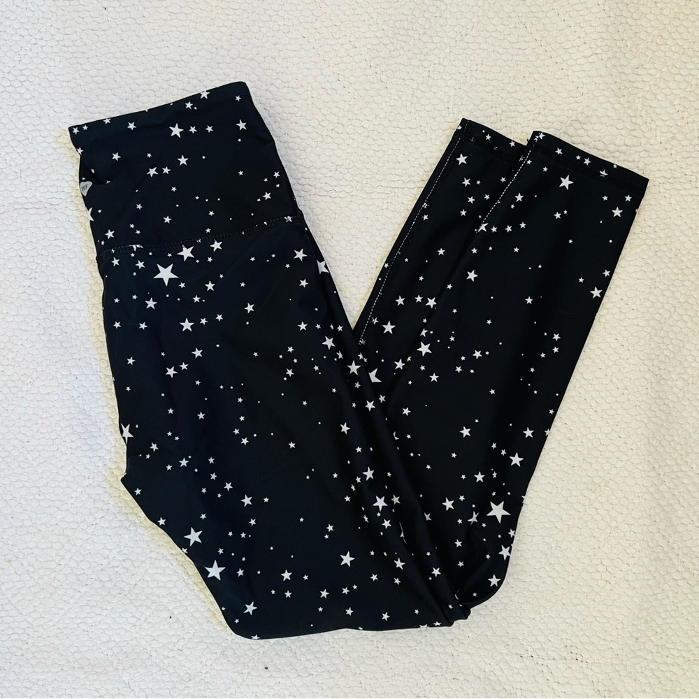WILDFOX SWEAT High Waist Black White Scattered Stars Leggings Size Small